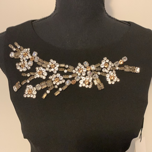 Calvin Klein Rhinestone-Embellished Zippered back Sheath Black Size 2 NWT #D21 - Picture 3 of 13